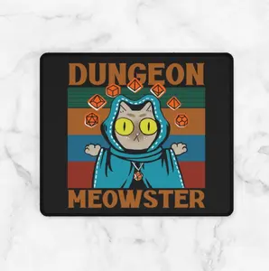 Dnd Meowster Dungeon Cat Mouse Pad, Dragon Meowster Cat Dice Dungeon Gift Gamer Collection Mouse Pad, Desk mats