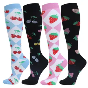 ISUNIE Fruit-Inspired Compression Socks 4 Pairs (15-20mmHg) For Women & Men – All-Day Comfort, Ideal for Running,  Athletics, Outdoor Activities, and Office Work, Refreshing and Breathable, Relieves Leg Fatigue,