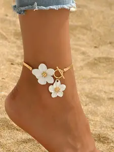Fashionable Elegant Flower Anklet, Simple and Versatile Design with Large Floral Detail, Unique Foot Jewelry for Women, Boho Anklet, Trendy Fashionable Accessories