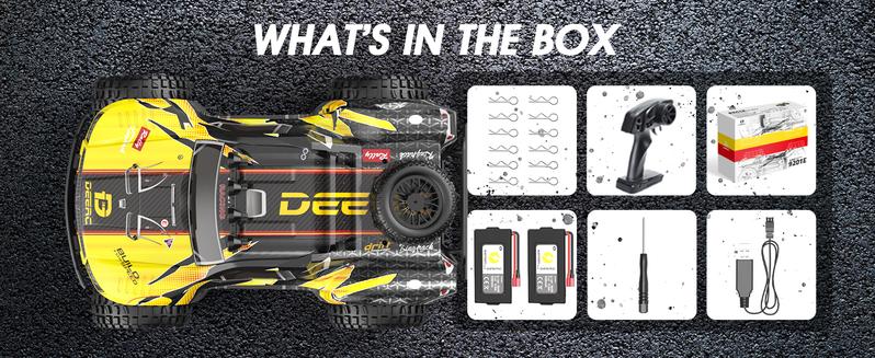 DEERC 1:10 Large Remote Control Truck with Lights, Short Course RC Car, 48 km/h 4x4 Off-Road Monster Crawler Electric Vehicle with 2 Rechargeable Batteries, Valentine's Day gift