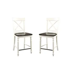 Dreamzon Wallace & Bay Mountina Brown And White 24" Tall Bar Stools, Set of 2