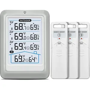 Indoor Otdoor Thermometer , 4.5 Inch Display Digital Hygrometer Thermometer Temperatre Hmidity  with 330ft Range Sensor and Adjstable Backlight