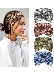 4Pcs Women's Hair Band Elastic Boho Multicolor Headband, Bandana Hair Scarf Women Headband Fashion Hair Accessories for Yoga, Sport & Running Elastic Headbands