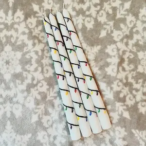 Christmas Lights Taper Candle, Christmas Decor, Holiday Candles