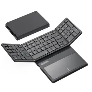Foldable Bluetooth Keyboard, Portable Full Size Folding Keyboard with Large Touchpad, Numeric Keypad, PU Leather, Wireless TravelKeyboard for Windows Android Mac(Sync up to 3 Devices)
