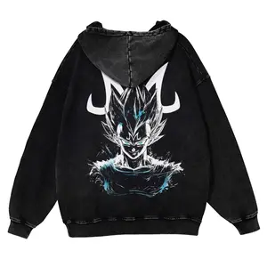 Dragon Ball DBZ Vegeta Unisex Fall Hoodies Men Streetwear Vintage Washed 80s 90s Graphic Pullover Cotton Anime Funny Sweatshirt Gifts SpringStatements