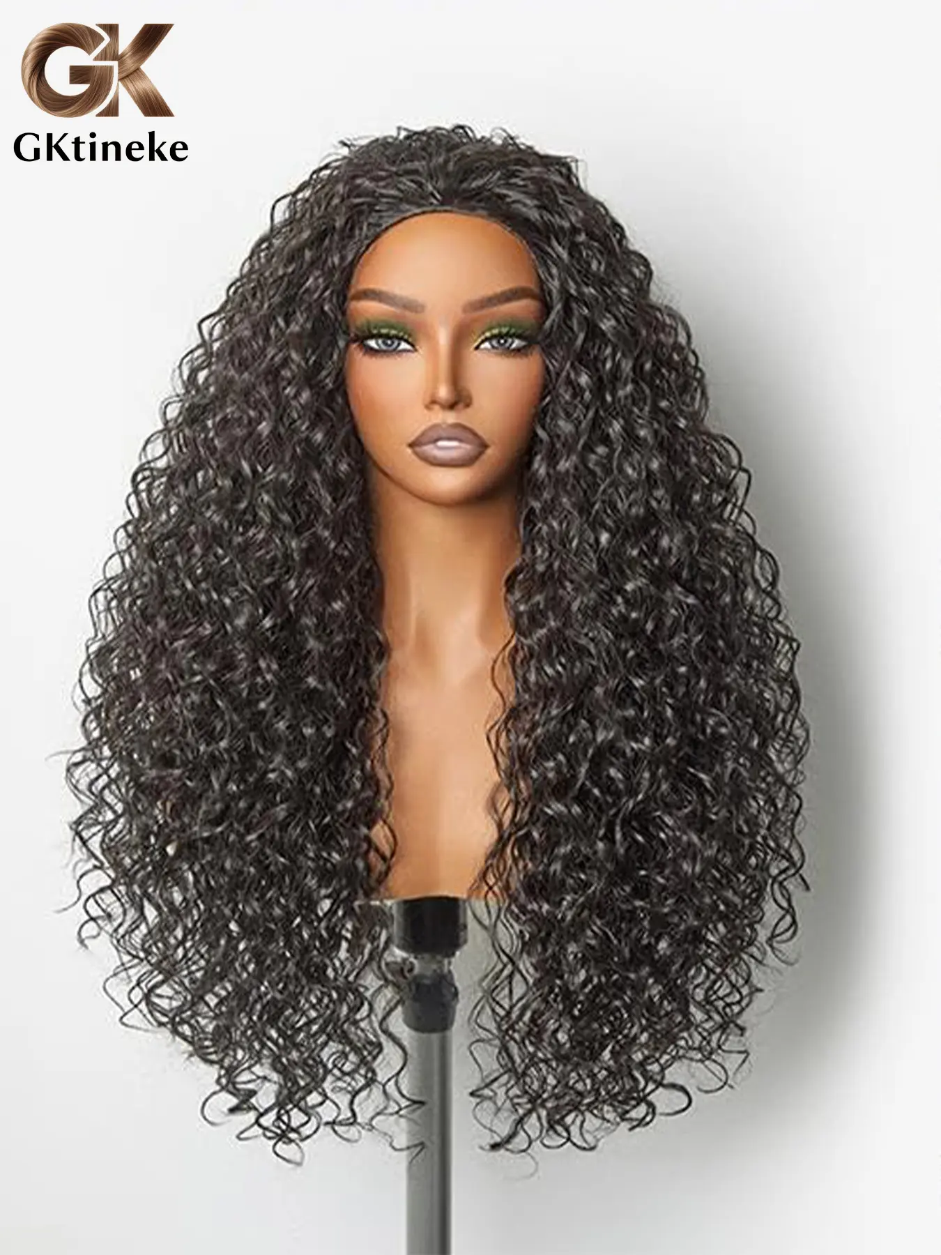 Gktineke Half Wig Synthetic Hair 3 In 1 Kinky Curly Half Wig With Adjustable Drawstring Seamless Flip For Beginner Friendly Water Wave For Black Women Synthetic Curly Wigs Black Woman Wigs