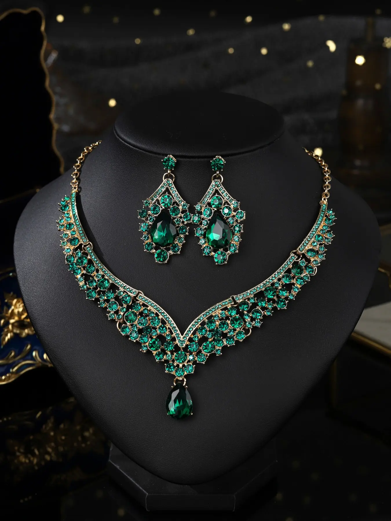 Elegant Rhinestone Bombshell Teardrop Jewelry Set for Women, Necklace and Earring Set, Includes Drop Necklace & Earrings, Perfect Gift for Girlfriend or Mother, Ideal for Weddings & Parties, Bridal Wedding Jewelry, Bridal Sets, Necklaces Earrings Set