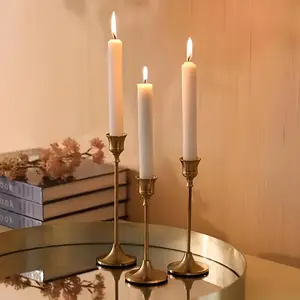 3 gold metal candlesticks, candlestick holders, candle holders (excluding candles) suitable for fireplace party Christmas, Halloween, dinner, wedding, anniversary and birthday table center decoration, Home Decor