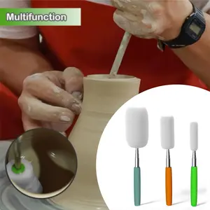A set of 3  Adjustable Pottery Sponge Sticks, 27" Extendable Metal Crafting Tools for Tall & Narrow Pots, Uncharged, Ideal for Ceramic Sculpting - Home Improvement.