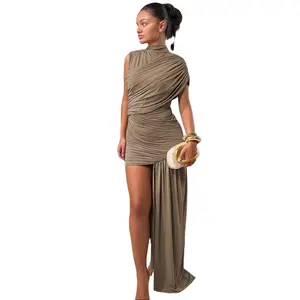 Asymmetric One-Shoulder Ruched Bodycon Mini Dress 2025 Summer Fall Sexy Party Night Club Dating High-Low Dress With Trendy Y2K Fashion Beach Vacation Outfits Dresses
