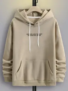 Manfinity EMRG Men Slogan & Hand Graphic Drawstring Hoodie