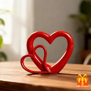 [Romantic Love Statues] Romantic Interlocking Heart Love Statues - Couple Sculpture Figurine, Plastic Wedding/Anniversary/Valentine's Gift, Matching Pair for Home & Office Desk Decor, Symbolic Matching Pair Statues, Ornaments