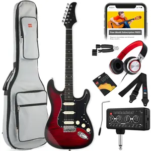 Best Choice Products Beginner Electric Guitar Kit w/ Headphone Amp, Padded Gig-Bag, Headphones