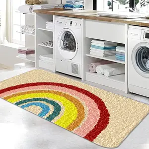 Colorful Rainbow Pattern Area Rug, Non-slip Soft Floor Mat, Decorative Carpet for Home Living Room Bedroom Office