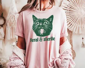 Comfort Colors Feral and Sterile Cat Shirt, Funny Hysterectomy Shirts for Women, Hysterectomy Recovery Tshirt, Hysterectomy Surgery Shirt, Feral Cat Tee