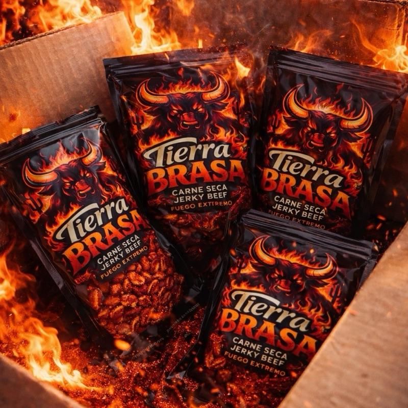 Tierra Brasa Plant Based Fuego Extremo Limited Bundle - Spicy Peanuts Carne Seca Jerky Beef & Spicy Pistachios