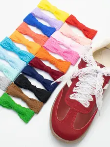 20 Pairs Cute Ballet Style Silk Lace Shoelaces, Contrast Lace Stripes Design, Casual All Seasons Accessory