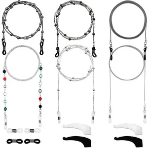 6 Eyeglasses Chains For Women Beaded Sunglasses Strap Holder Mask Lanyard Glasses Retainer Around Neck