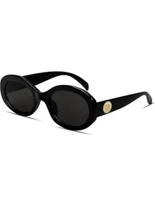 Vintage Oval 90s Women's Sunglasses, Thick Frame Design, Lightweight Comfortable, Uv400 Protection, Perfect for Daily