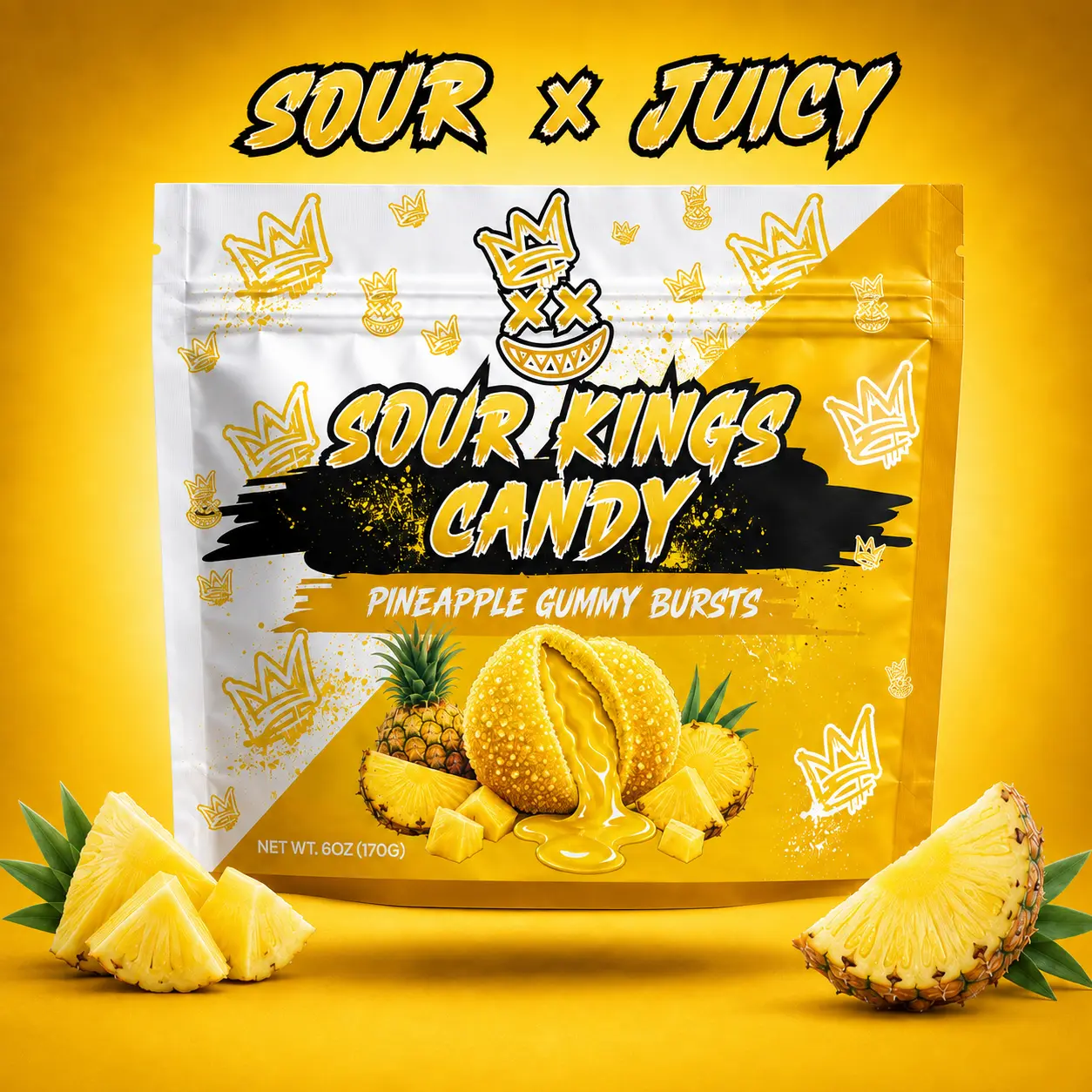 Pineapple Sour Bursts - Viral Sour Candy Snack Pineapple Sour Bursts - Viral Sour Candy Snack