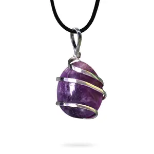 AYANA Purple Amethyst Tumbled Necklace for Calm, Clarity & Spiritual Protection – Healing Crystal for Third Eye Chakra, Ideal for Pisces & Aquarius