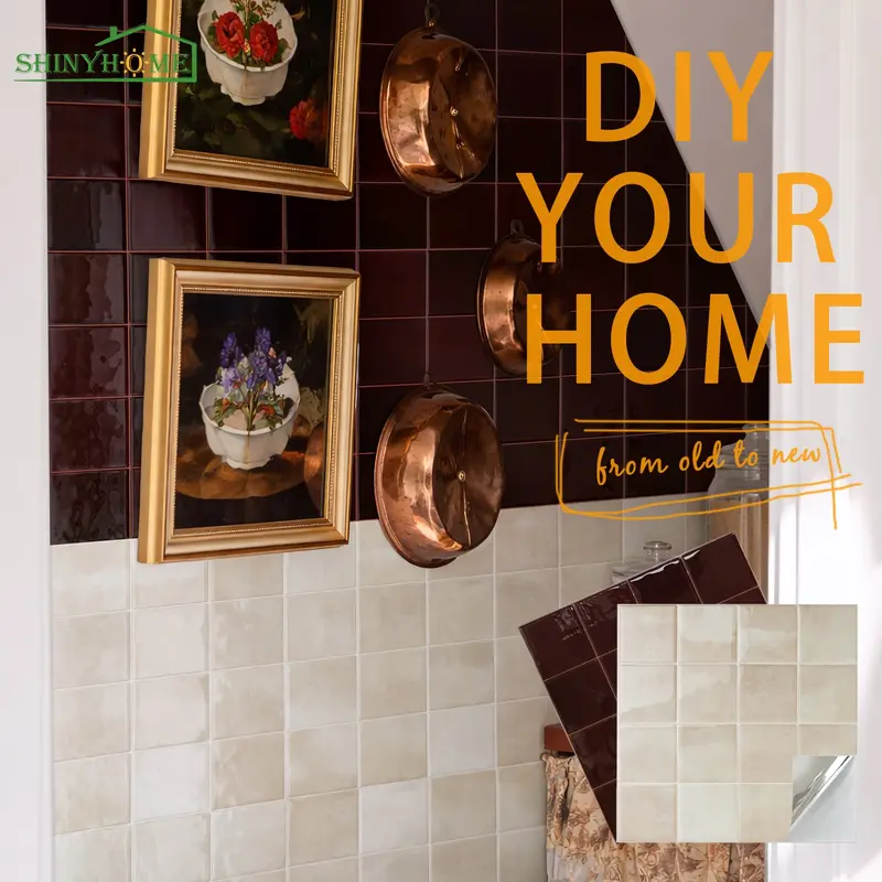 Art3d Peel And Stick Backsplash Tiles - 10 Sheets Brown Stone Design 12x12 Inch Self-Adhesive Wall Tiles