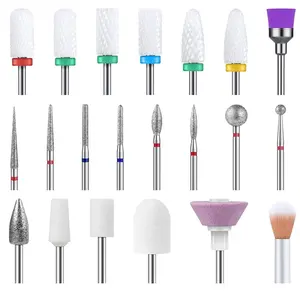 MelodySusie 21pcs Nail Drill Bit Set, Professional 3/32'' Ceramic Diamond Carbide Acrylic Gel Nail Art Tool Kit, Cuticle Remover Bit for Acrylic Gel Dip Powder, Nail Manicure Pedicure, Salon Home