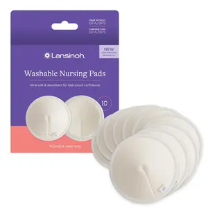 Washable Nursing Pads, Made with Organic Bamboo Viscose, Reusable Breast Pads for Breastfeeding with Wash Bag, Breastfeeding Essentials, 10 Count