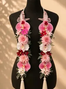 Pastel Graduation Lei, Handmade Flower Ribbon Stole, Unique Grad Keepsake