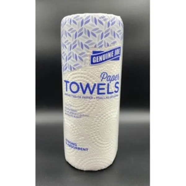 Genuine Joe White 2-Ply Kitchen Paper Towel Rolls, 7-Sheet Per Roll