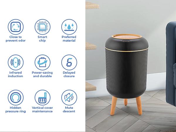 Pukomc Motion Sensor Trash Can with Lid, Touchless Design, Waterproof Plastic, Suitable for Kitchen, Bathroom, Bedroom, and Outdoors Springtok White Home Goods Smart Bin Black Pukomc Motion Sensor Trash Can with Lid, Touchless Design, Waterproof Plastic, Suitable for Kitchen, Bathroom, Bedroom, and Outdoors Springtok White Home Goods Smart Bin Black