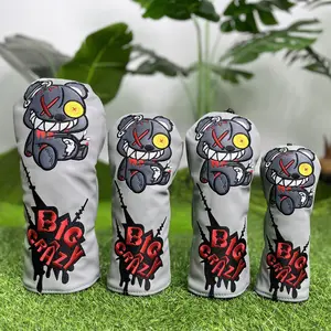 Universal Golf Club Cover Protector, Golf Accessory, Bear Cartoon Embroidery Design, Fits No. 1 Wood & 3/5 Wood Clubs, Durable Protective Gear