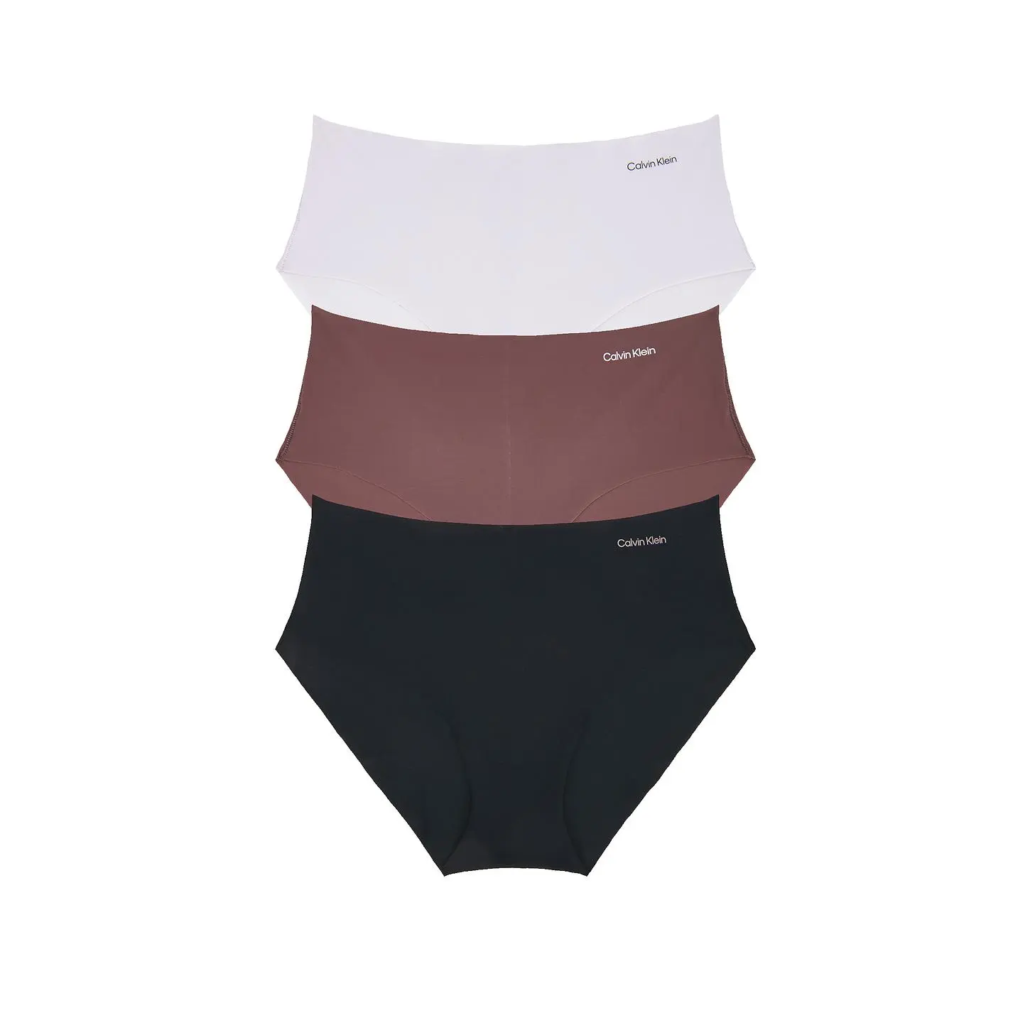 Calvin Klein Underwear Hipster Panty 3 Pack in Black, Botanical Brown, & Frosty Lilac