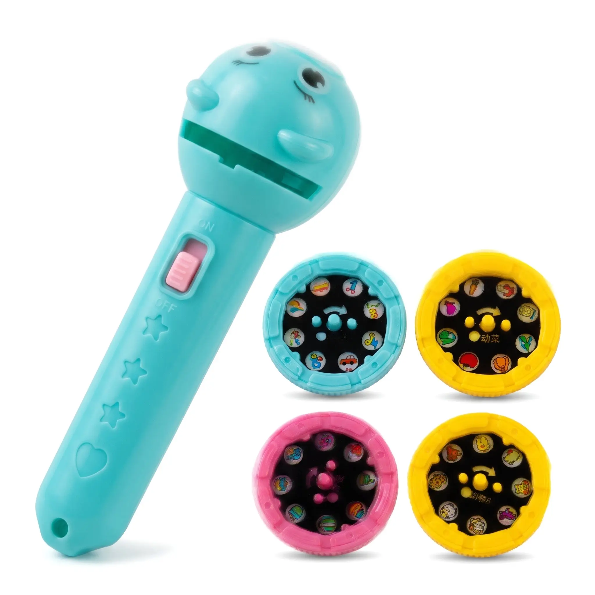 Kids Cartoon Projector Flashlight Toy with 6 Slides, Early Learning Visual Cognitive Torch Light, Perfect Present for Christmas Birthday Holiday for Little Children