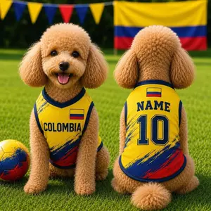 Colombia Dog Soccer Jersey, Colombian Flag Pet Shirt, Yellow Football Puppy Outfit, Custom Dog Sports Fan Apparel O30