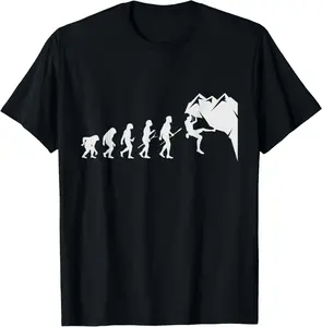 100% Cotton Rock Climbing - For Rock Climber Funny Evolution T-Shirt