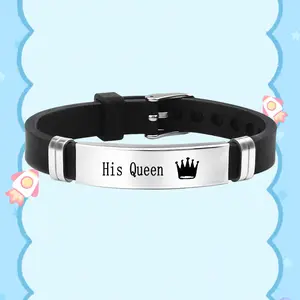 Couple Bracelet Set,Couple Crown Letter  Bracelet,Crown Couple Bracelet，Personalized Couple Bracelet, Adjustable Silicone Bracelet,  Durable And Minimalist Style, Can Be Worn In Daily Life,Party Gift, Birthday Gift,