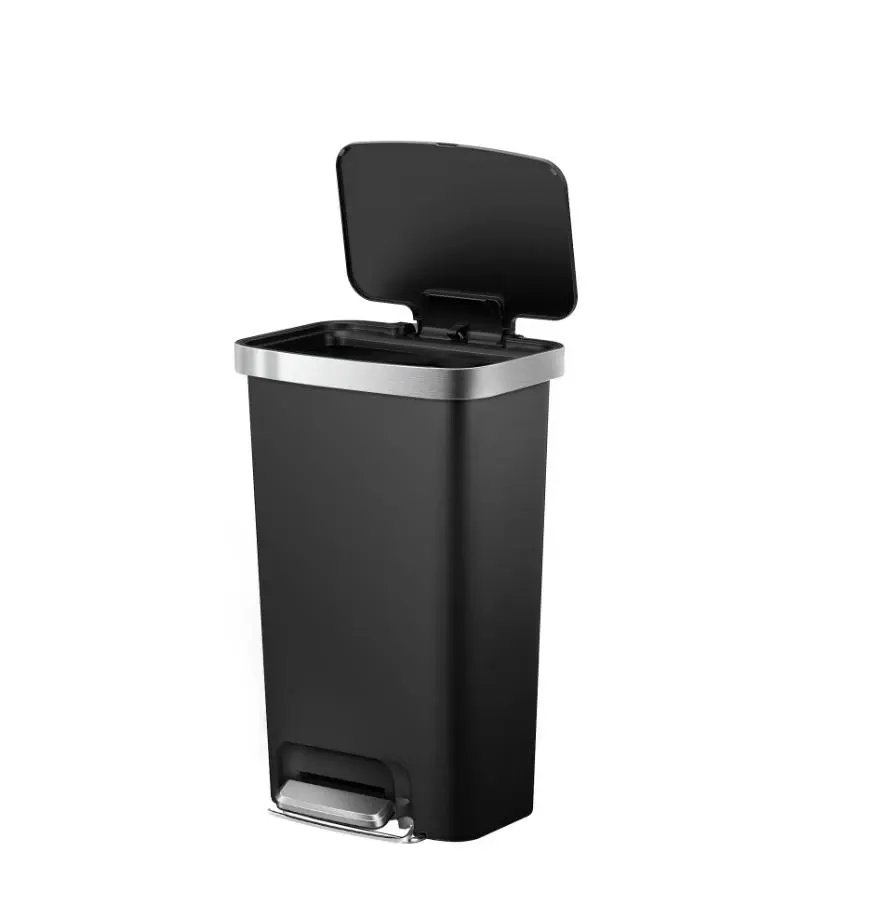 Better Homes & Gardens Kitchen Trash Can, 11.9 Gallon Plastic Step Garbage Bin with Soft Close Lid Full color