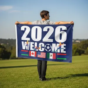 World Cup Flag 2026 American Canada Mexico Host Country Football Supporters Banner, Soccer Merchandise Decorations Accessories,Great Soccer Fans Gifts,5×3 Feet Yard Sign Garden Outdoor Flag