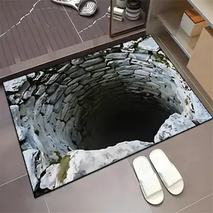 Creative 3D Visual illusion rug, Bathroom Decorative Mat, bathroom non-slip mat, soft comfortable bathroom rug, 3D abyss visual effect high-definition printed anti-slip doormat, machine washable easy to clean, suitable for bathroom, kitchen, entrance