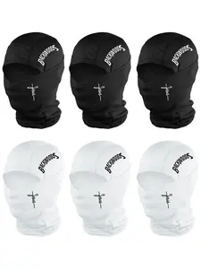 6pcs/4pcs/2pcs/1pc Unisex BACKWOODS Letter and Cross Printing Balaclava Mask Neck Gaiter Headwear Breathable Ski Mask for Men Women Outdoor Sports Hiking Fishing Commuting Suitable for Daily Wear