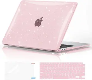 Easter Gift  Glitter Hard Case Compatible with MacBook Air 13 inch M1 Chip 2021-2018 with Retina Display, Air 13.3 inch Plastic Protective Case + Keyboard Cover + Screen Protector, Sparkly Cute