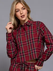 Long Sleeve Plaid Shirt - Red & Green Checkered Design, Casual Style, Comfortable Fit, Perfect for Everyday Wear