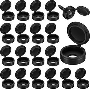 GJANSH 100-Pack Black Plastic Screw Cover Caps - Snap-On Hinge Design for Flush Mount Protection, Easy Installation No Tools Needed fathersdaygift