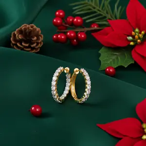 King of Bling's 4.00ct Moissanite Yellow 925 Sterling Silver Women's In and Out Hoop Earrings