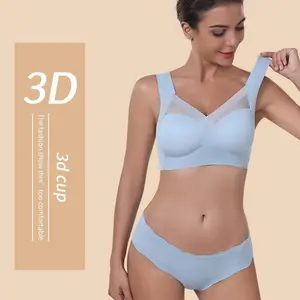 FHTECO Women's Seamless Bra Plus Size Back FatSmoothing Wireless Bralette Breathable Fabric Vneck Minimalist Basic Casual Everyday Wear Bridal Elegance Piece Light Blue