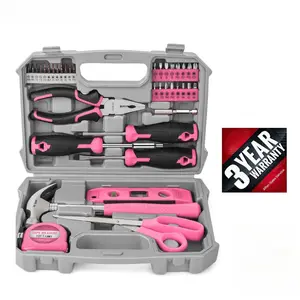 42Piece Pink Household DIY Tool Set – Small Starter Basic Toolkit for Women, Ladies| Office  College Dorm Use