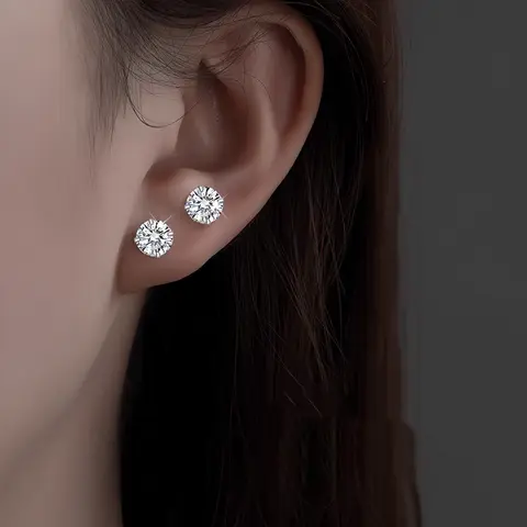 Women's 24-Piece Small Stud Earrings, Precision-Cut Cubic Zirconia, Hypoallergenic Surgical Stainless Steel, For Sensitive Ears & Multiple Piercings