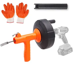 【Summervibes】VEVOR Drain Auger 25Ft, Plumbing Snake Auto Feed, Plumbers Snake with Drill Attachment, Pipe Snake Drain Clog Remover for Kitchen Bathroom Shower Sink with Protective Hose and Gloves